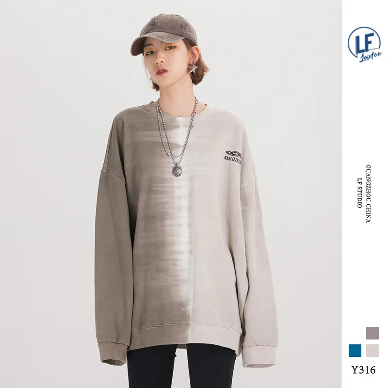 

Lawfoo Origional Country Popular Brand Autumn And Winter New Products Washing Tie-dye Mixed Colors Trend Couples Crew Neck M