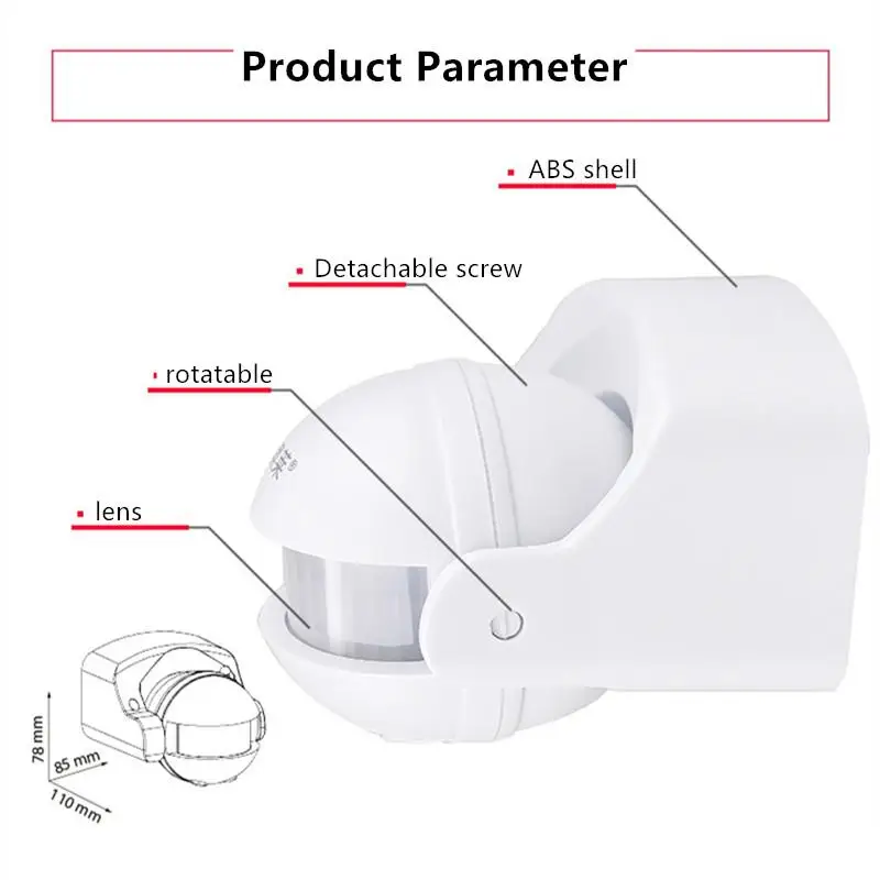 AC 220V-240V 110V 180 Degree Outdoor IP44 Security PIR Infrared Motion Sensor Detector Movement Switch Max 12m 50Hz 3-2000LUX wireless panic button