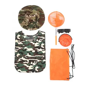 

Outdoor Children Adventure Kit Plastic Hat Kid Jacket Plastic Folding Bucket Net Bag Glasses Portable Outdoor Exploration Kit