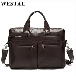WESTAL мужской портфель сумка для мужчин из натуральной кожи сумки Бизнес Портфель Сумка для ноутбука кожаная сумка для рук/Офисные Сумки