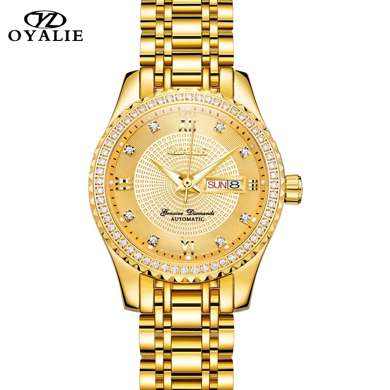 

OYALIE Top Brand Luxury Women's Gold Watches Automatic Mechanical Tourbillon Watch Female Auto Date Water Resistant Wristwatches