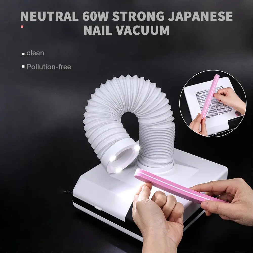 

60W Strong Suction Power Retractable Elbow Nail Dust Collector Nail Cleaner Fan Art Salon Manicure With EIB Machine