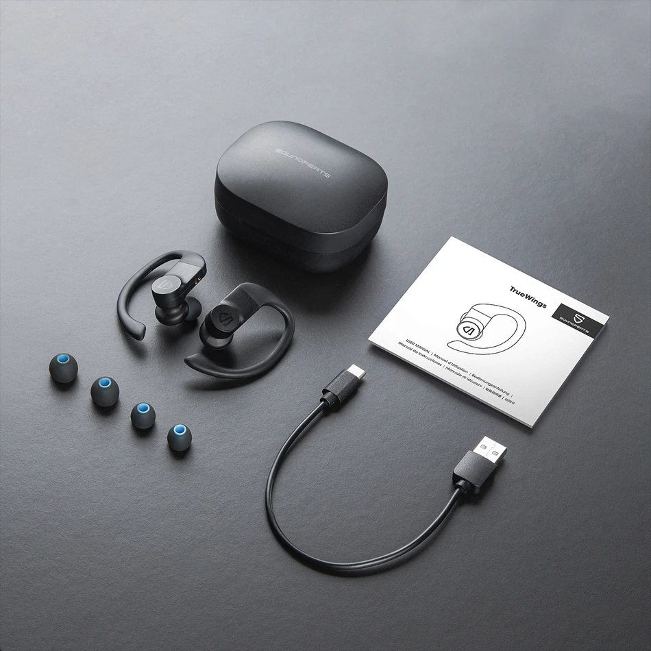 SOUNDPEATS True Wireless Earbuds Over-Ear Hooks Bluetooth Stereo Wireless Earphones 13.6mm Driver Touch Control IPX7 Waterproof