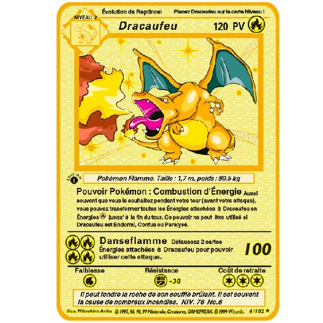 Pokemon Jogo Cartao Anime Charizard Golden Card Pokemon Cartao De Metal Ouro Pikachu Conjunto Figura Modelo Crianca Presente 8