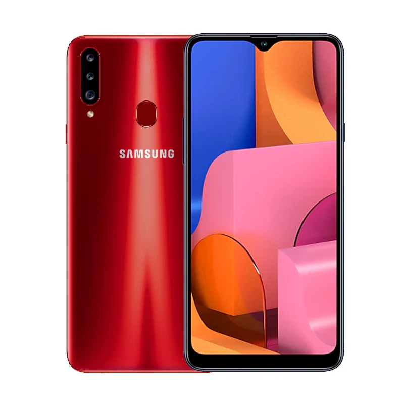 Красный Смартфон samsung Galaxy A20S 6,5 ”Infinity-V 4 Гб 64 Гб 13,0 МП+ 5,0 МП распознавание лица 4G мобильный телефон - Цвет: Красный