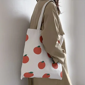 

Grapefruit green tea tomato fried tomato Japanese soft sister cute girl canvas bag shoulder sail Handbag