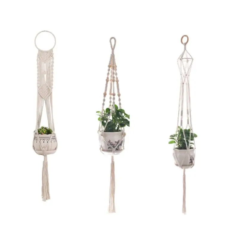 

3pcs Braided Macrame Plant Hanger Hanging Basket Flowerpot Holder Garden Decor