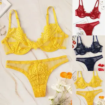 

2PCS Womens Sexy Lingerie Lace Babydoll G-String Underwear Nightwear Bras Set