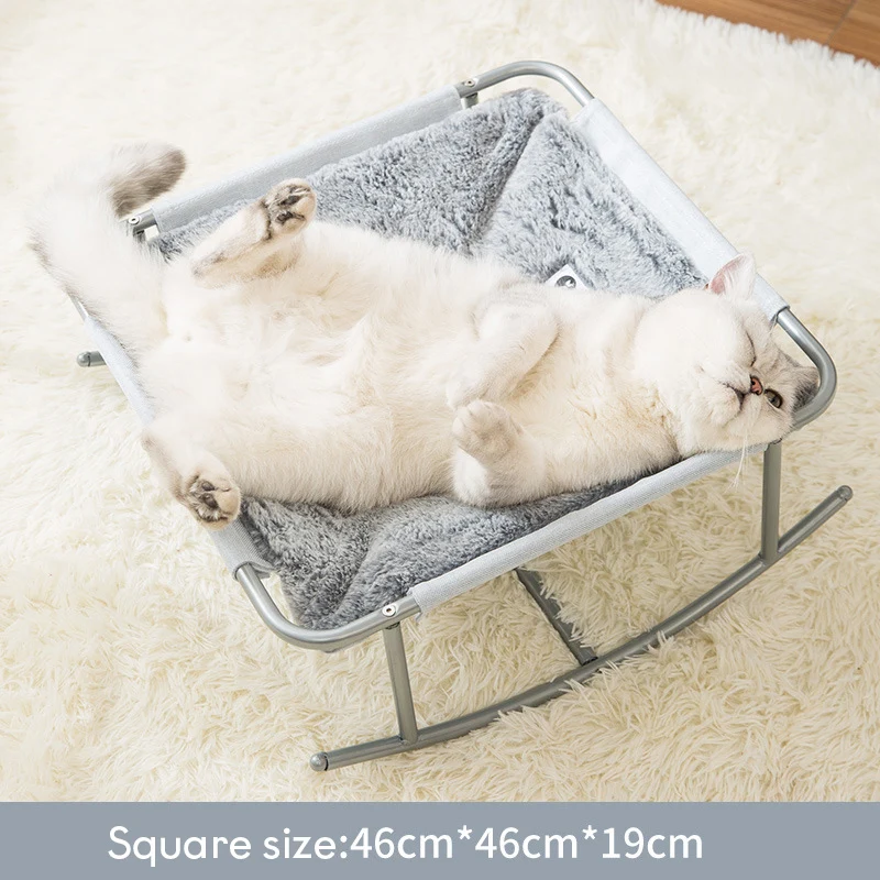 Cat Bed Pet Hammock Rocking Chair Rolling Cradle Swing Toy for Small Cat Baby Cat Kitten Easy Assemble - Color: Gray