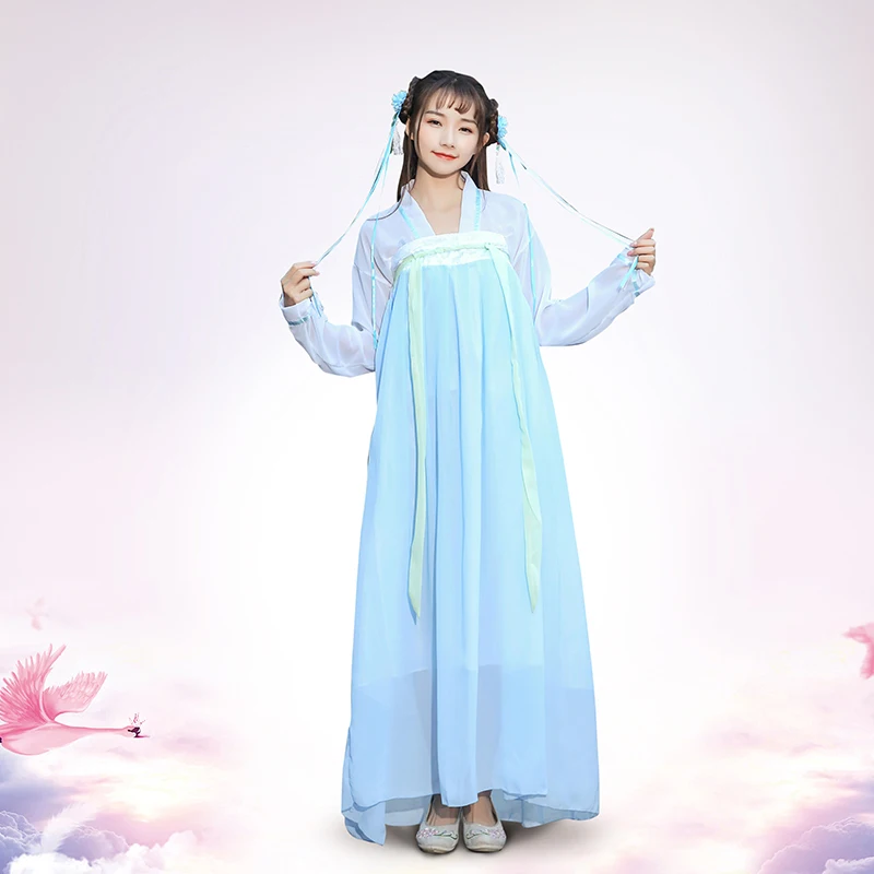 Древний китайский костюм ханфу традиционная китайская одежда для женщин принцесса фея длинный халат народный танец фестиваль наряды нарядное платье - Цвет: Color 3