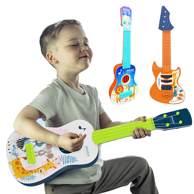 

Детская мультяшная укулеле, мини-гитара с четырьмя струнами, игрушка для раннего развития, музыкальный инструмент, музыкальная игрушка для просвещения, маленькая гитара