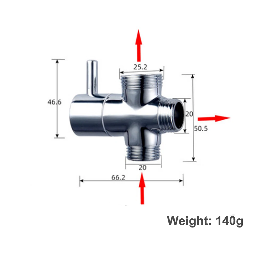 Shower Diverter Valve 3 Ways T-adapter Diverter Valve Polished Chrome Faucet Shower Head Arm Diverter Switch Adapter Replace Bathroom Accessories