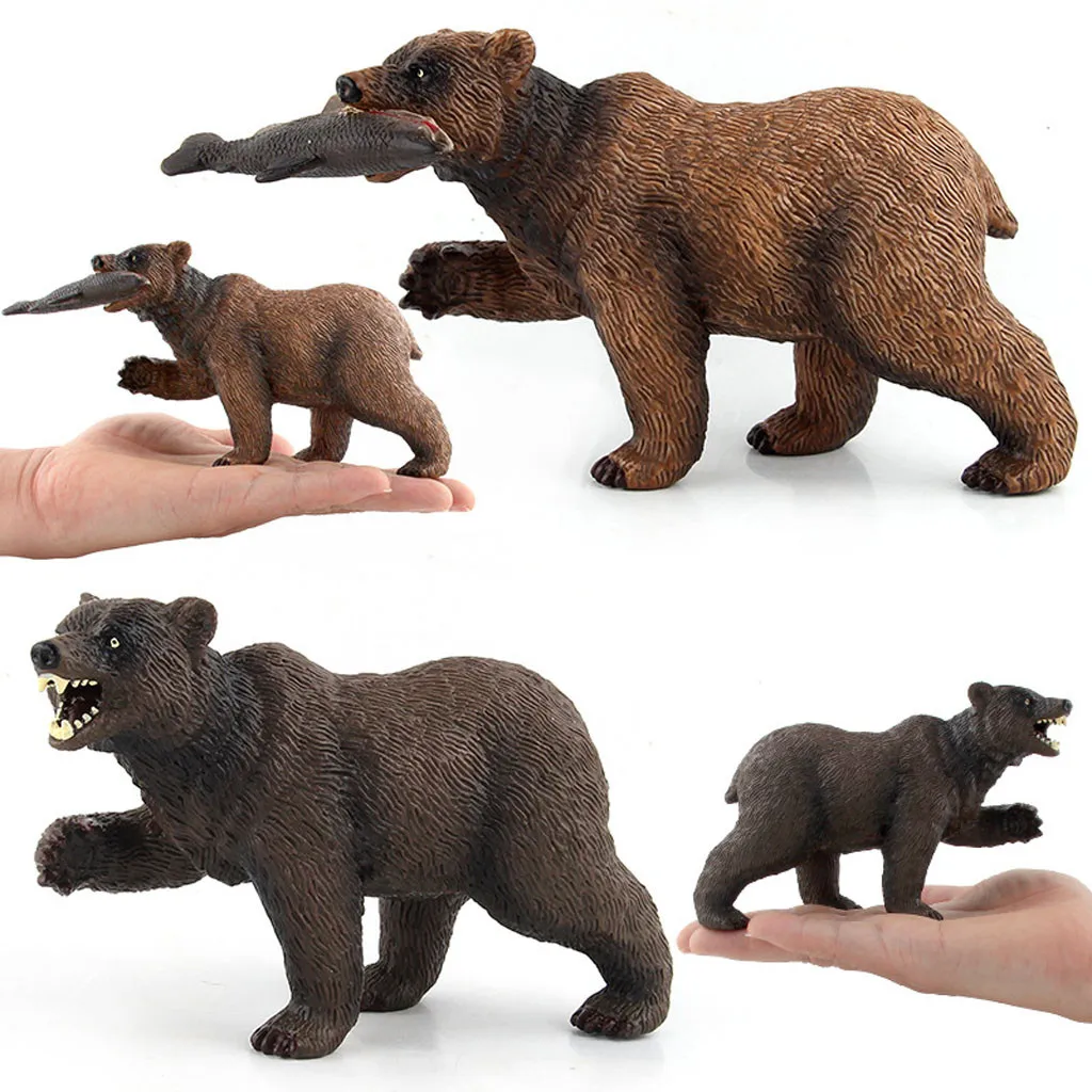 Игрушки для детей коричневый белый медведь Медведи статическая модель пластиковые фигурки развивающие игрушки домашний декор