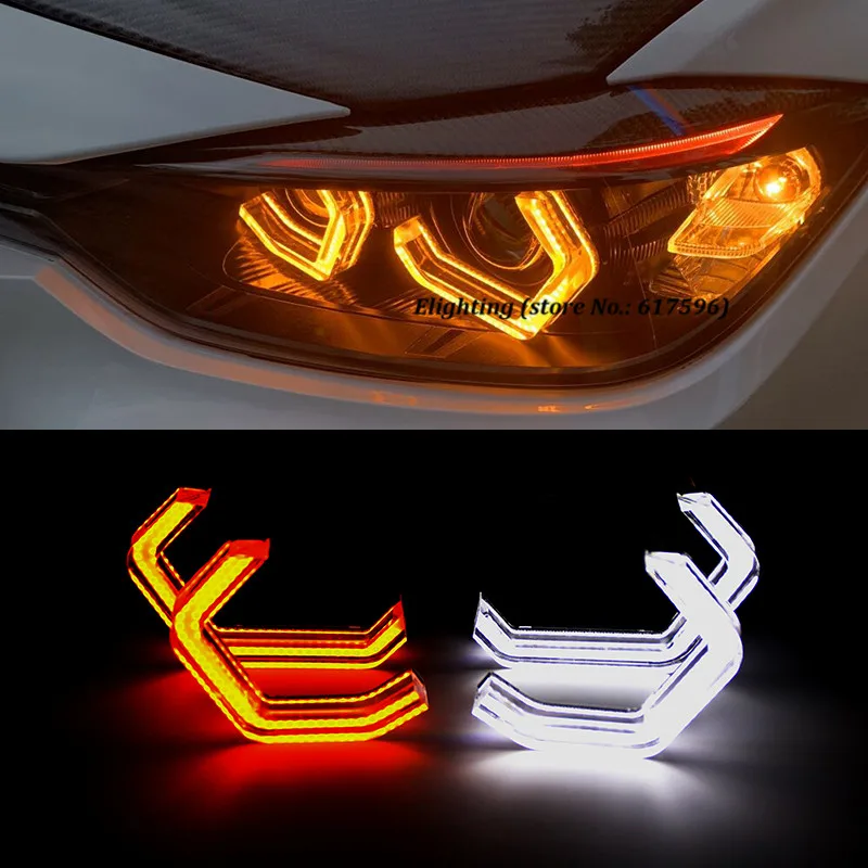 Прозрачные светодиодсветодиодный ангельские глаза Switchback M4 для BMW 2 3 4 5 серии F30 F32
