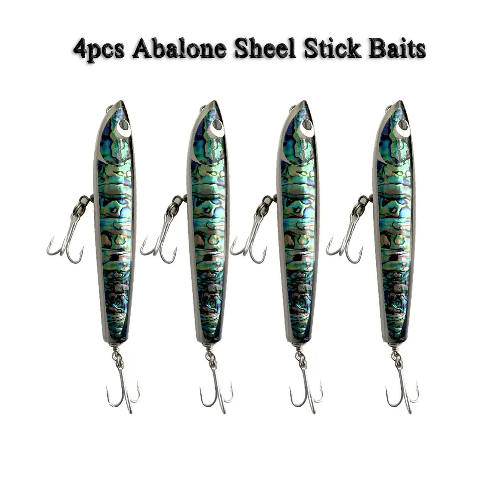 Otomin Abalone Shell Stick приманки тройные Крючки 100 г Топ воды деревянный GT тунец Троллинг приманка карандаш лодка рыбалка искусственная приманка - Цвет: 4pcs