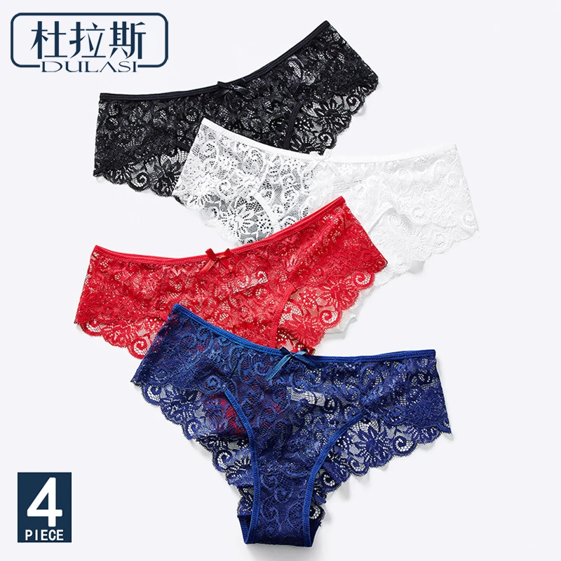 

DULASI Sexy Hollow Out Women Underwear New Arrival High-end Lace Girl Briefs 4pcs