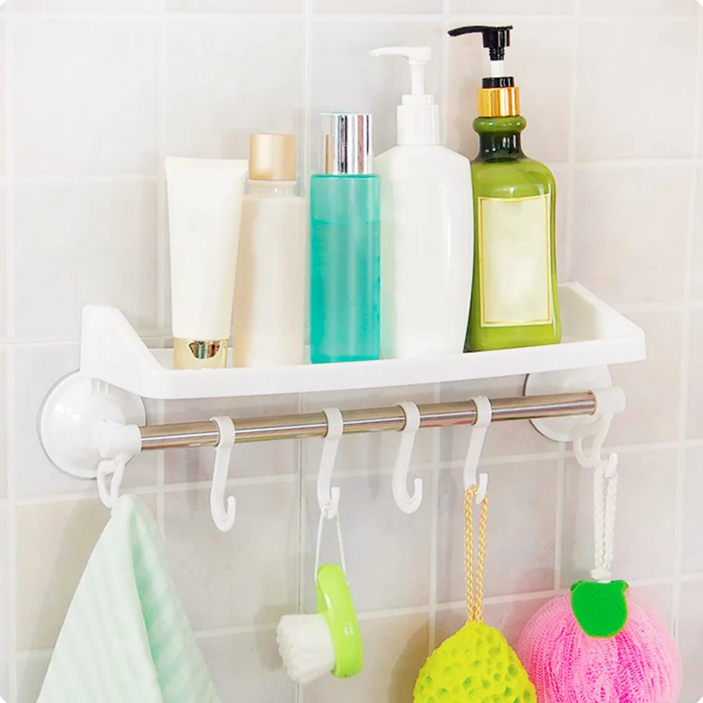 

Powerful Suction Bathroom Racks Practical Corner Hanging Storage Towel Rack With Hook Toothbrush Holder Cup Organizer