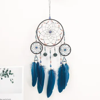

Blue dream catcher wind bell hanging decoration dreamcatcher hand made feather dream catcher pendant hand made gift room decorat