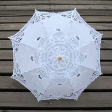 Белый Винтажный кружевной зонт для косплея, реквизит, декор для фотосъемки, Солнцезащитный зонт, Европейский Зонт с длинной ручкой и ручным открыванием
