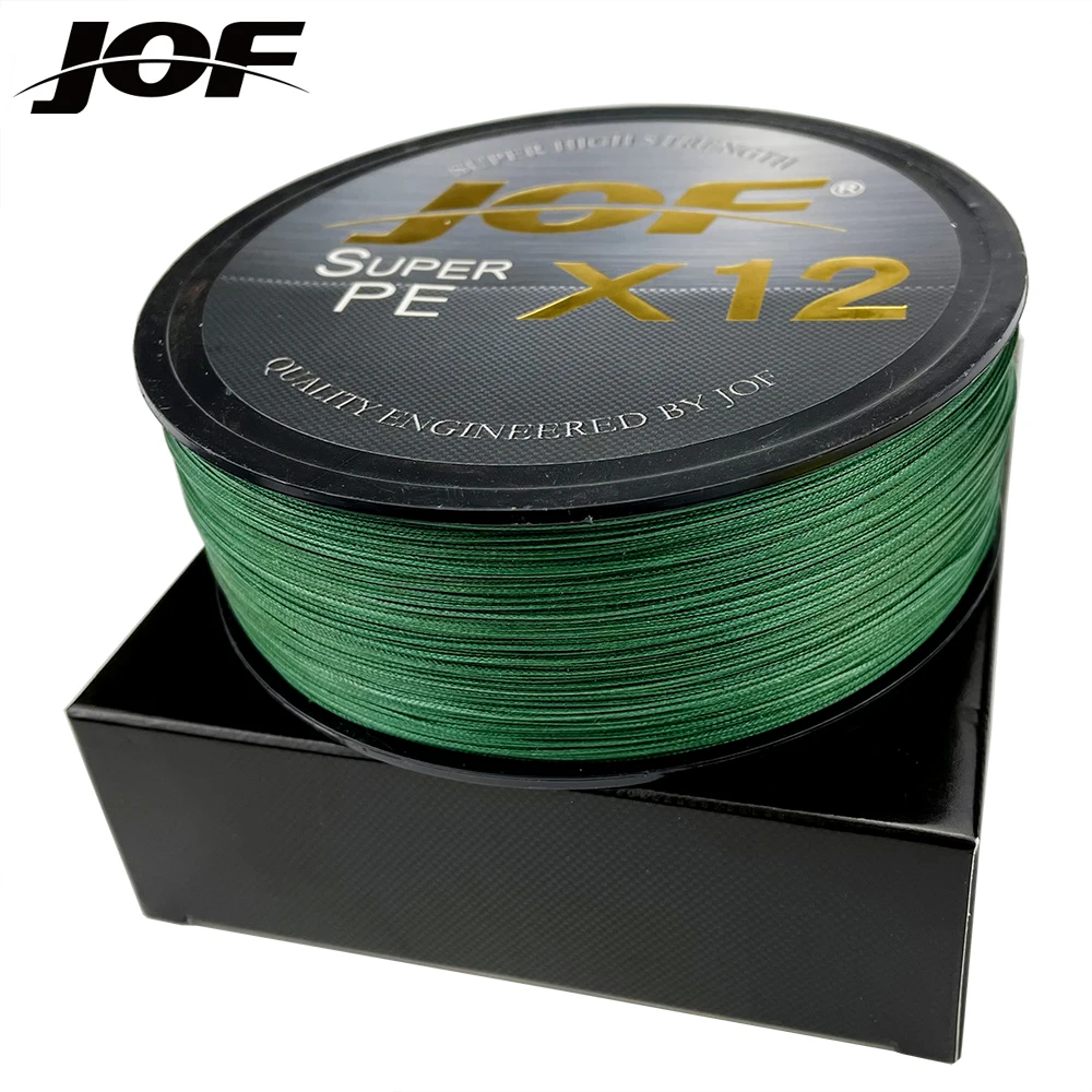 Jof x12 x9 super forte 12 vertentes 9 fios trançado linha de pesca 300m 500 multifilament pe linha pesca de água salgada equipamento
