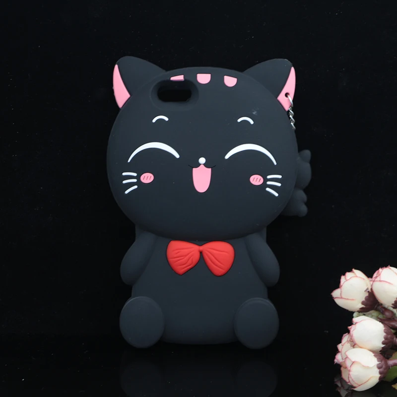 3D Black Силиконовый чехол с 3D рисунком кота для iPhone 5, 5S, 7 Plus, 6, 6 S, 7, 8 Plus, X, XR, XS Max, мягкий чехол для телефона - Цвет: 3D Black