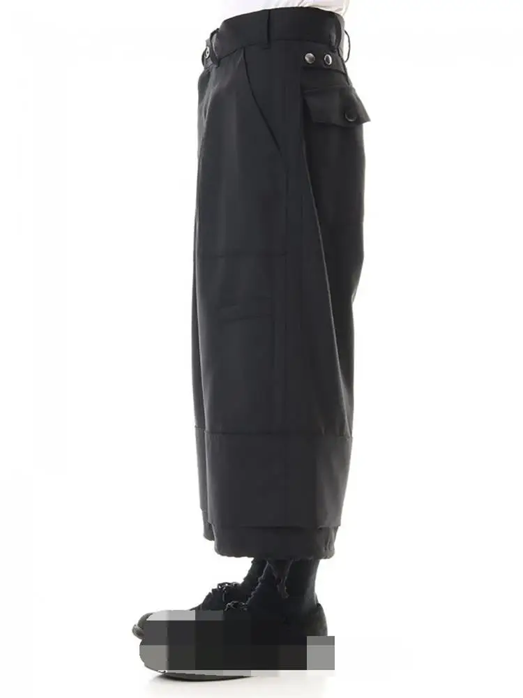 Men's Straight Pants Casual Pants Wide Leg Pants Spring And Autumn New Black False Two Layer Loose Youth Fashion Sports Pants