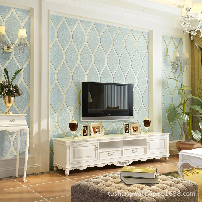 

Wallpaper European Style TV Backdrop Wallpaper 3D Nonwoven Fabric Modern Minimalist Wallpaper Bedroom Living Room Thick Suede