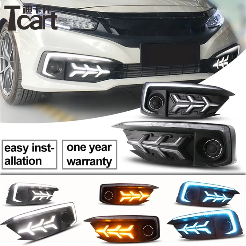 Дневные хосветильник Tcart для Honda Civic 2019 2020 автомобильные аксессуары светодиодные