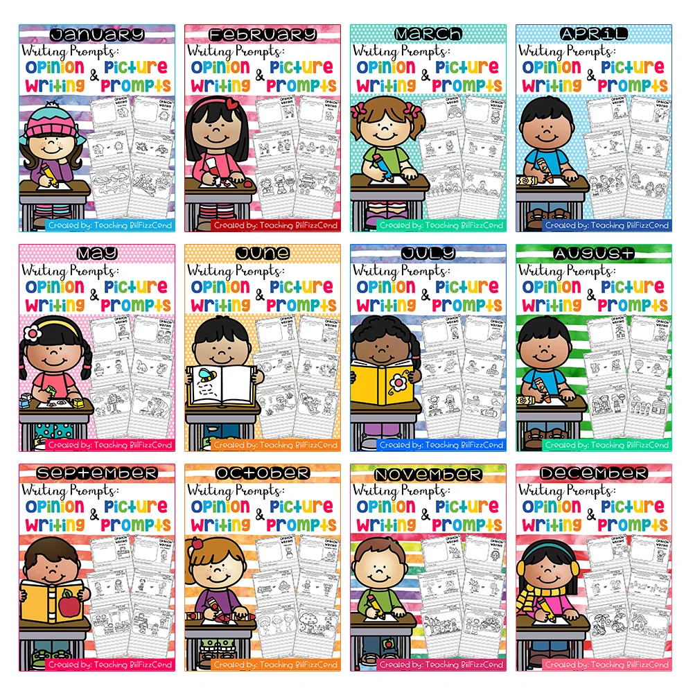 all year 12 months writing prompts opinion in english language arts creative writing worksheets workbook 1st grade learning aliexpress