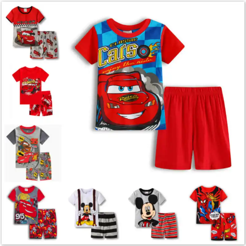 Summer Cartoon Pixar Cars Mcqueen Frozen Pajamas Children Clothing Set Kids Casual Boys Girl Sleepwear Spiderman Pyjamas Pijamas Pajama Sets Aliexpress