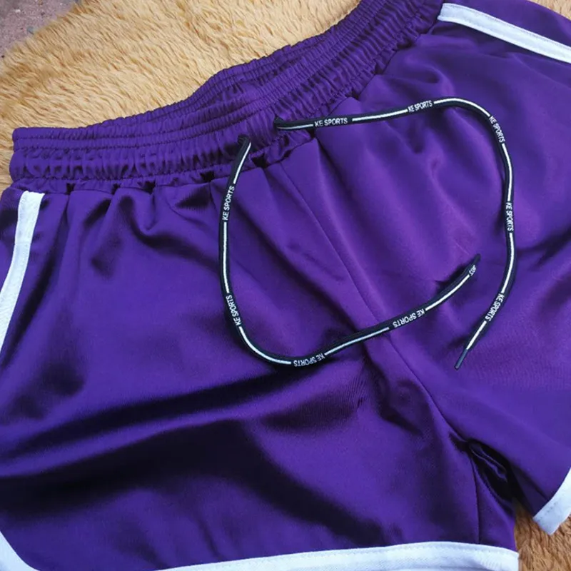 Purple Женские шорты, летние, одноцветные, эластичные, широкие, для бега, свободные, для женщин, для фитнеса, для тренировок, женские шорты - Цвет: Purple