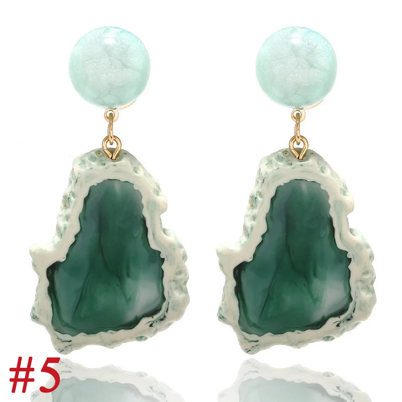 9Vintage Blue Pink Stone Resin Earrings Big Long Drop Earrings For Women Statement Jewelry Pendientes Mujer Moda 2019 Ohrringe