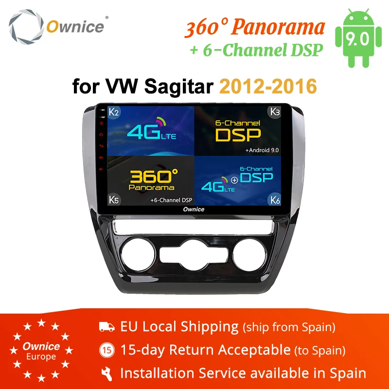 Ownice K1 K2 K3 2DIN 10,1 дюймов Android 9,0 Автомобильный DVD Радио для Volkswagen VW Sagitar 2012 2013 2014 2015 2016 с gps 4G Bluetooth