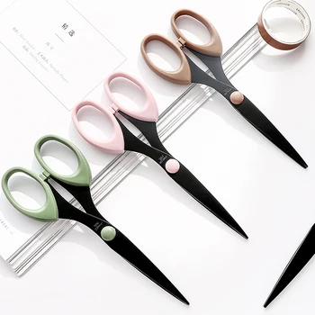 Color Scissor Stainless Steel Blade Safe Design Cutter for Fine Art Diary Album Craft Stationery Office School Supplies