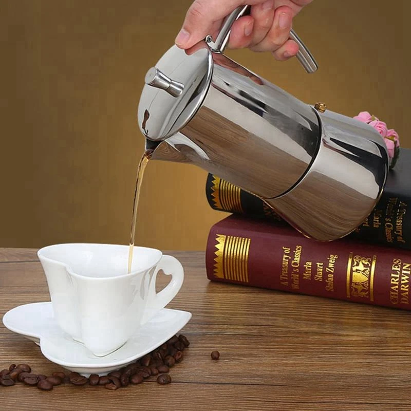 4 чашки из нержавеющей стали кофейник Moka Кофеварка чайник Moka плита Инструмент фильтр Перколятор кофейник инструмент Перколятор