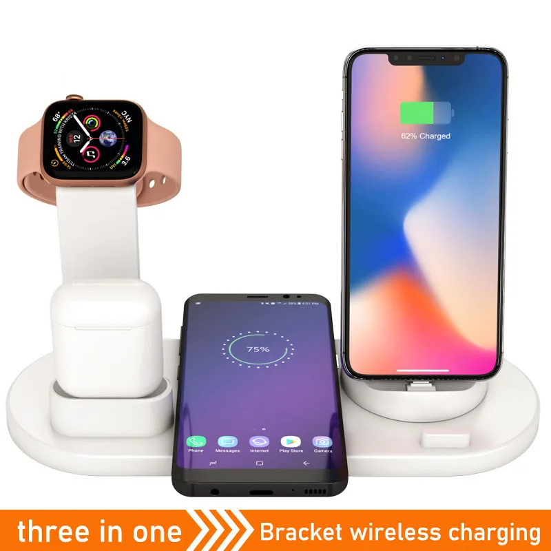 

Wireless Charger For iPhone X XS MAX XR 8 Fast Wireless Full load 3 in 1 Charging Pad for Airpods 2019 Apple Watch 4 3 2