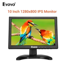 Eyoyo 10,1 дюймовый IPS ЖК-монитор 1280x800 с видеомонитор HDMI, VGA, BNC AV вход для ПК CCTV с двумя динамиками