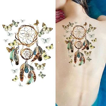 

Waterproof Feather Leaf Dream Catcher 3D Tattoos Stickers Body Art