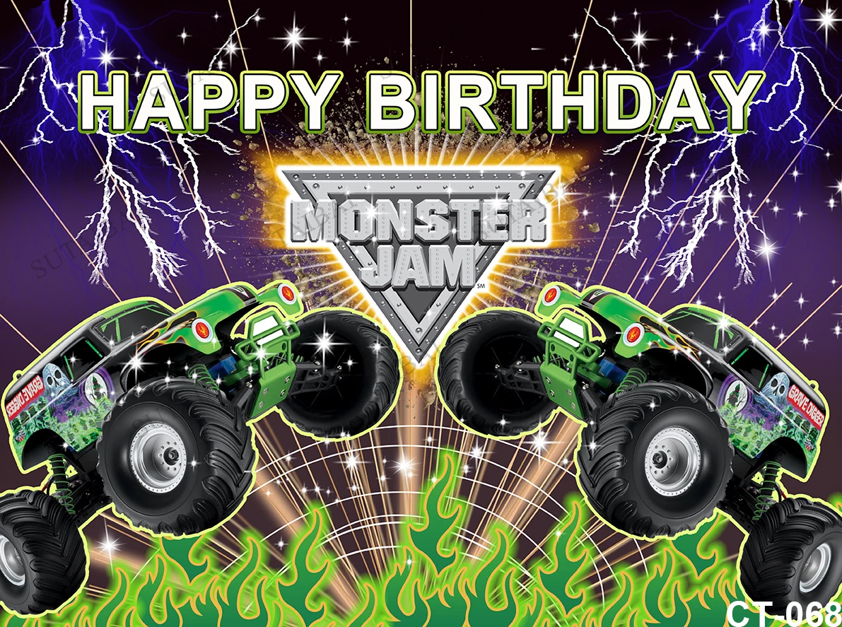 Caminhão Carros Backdrops para Meninos Festa de Aniversário Blaze Monstros Máquina Tema Fotografia Photo Studio Fundos Vinil Personalizado - Image 2