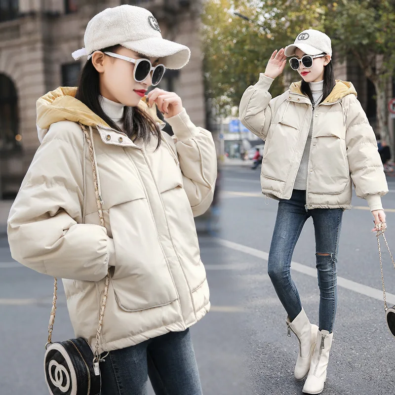 

2019 Autumn And Winter New Style down Jacket Cotton-padded Clothes Women's Short Korean-style Slim Fit Slimming Hooded Cotton-pa