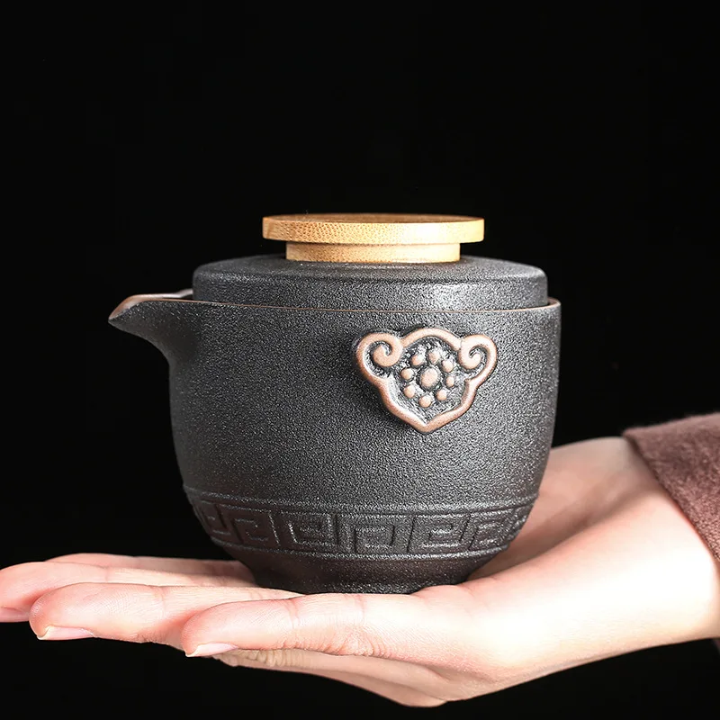 Ceramic Portable Travel Tea Set, Porcelain Teaware, Chinese Kung Fu Tea Set, Gaiwan, Cups of Tea Ceremony