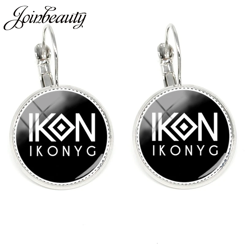 JOINBEAUTY супер звезда IKON личные фотографии шаблон клип серьги ручной работы стеклянный купол серебряные металлические серьги-каффы IK10