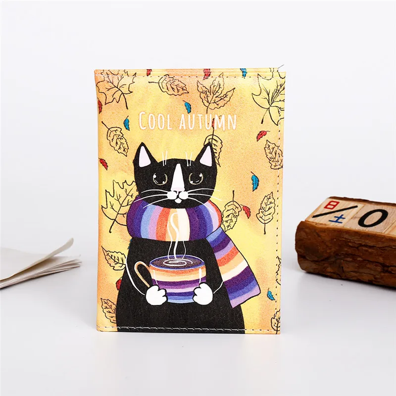 Wallet Card Holder Credit Card Wallet Credit Card Holder Card Holder Card Wallet Business Card Holder Id Card Holder Passport Holder Document Card Wallet Wallet Card Bag Fashion Cartoon Cat Travel Passport Cover