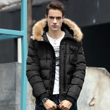 

Men Faux Fur Collar Coat Autumn Winter Warm Men Cotton-Padded Coat Jackets