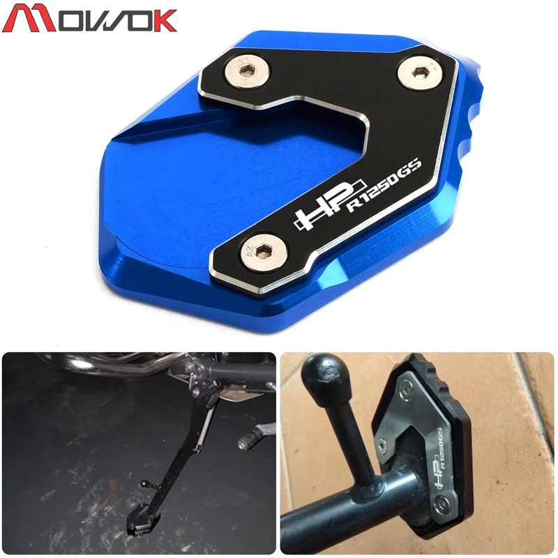 For BMW R1250GS R 1250 GS HP R1250 GS Adv Adventure low suspension CNC Kickstand Side Stand Vergroter Plaat Extension Pad Color : Black