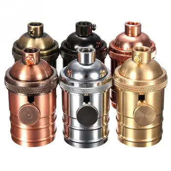 

Retro Edison Lamp Socket 26/27 Screw Bulb Base Aluminum Lamp Holder Electroplated High Stop Knob Lamp Holder