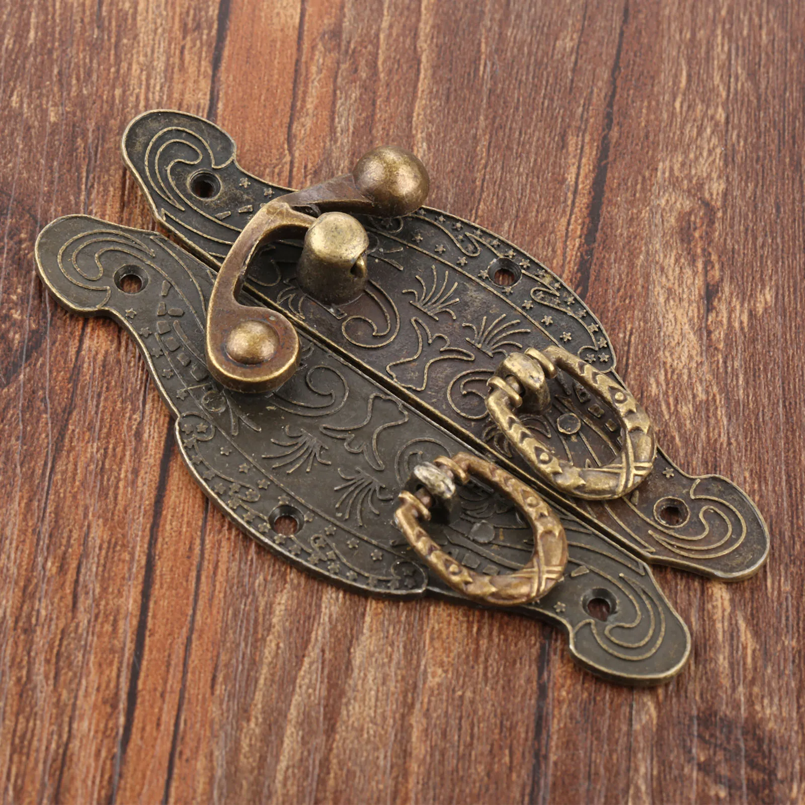 1PC Antique Box Latch Hasp Vintage Wooden Gift Box Toggle Lock Alloy Buckle Latch Hook Furniture Hardware Zinc Alloy 90*50mm