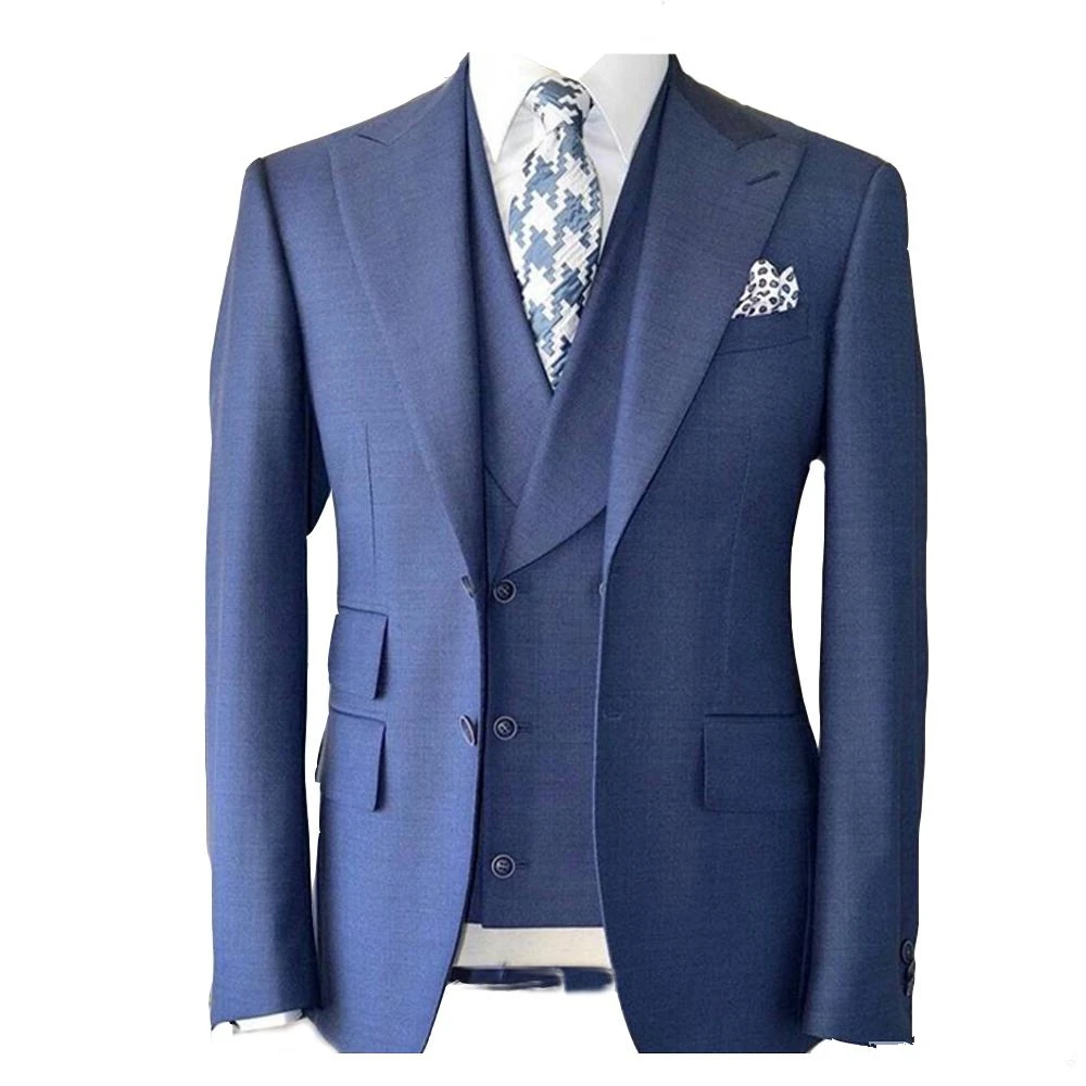 

Groomsmen Peak Lapel Groom Tuxedos Mens Wedding Dress Man Jacket Blazer Prom Dinner (Jacket+Pants+Tie+Vest)