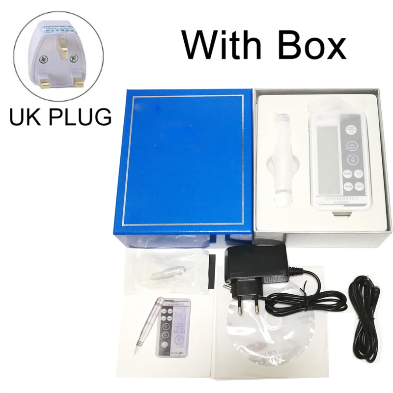 UK Plug with box Korean Professional Embroidery Eyebrow Charmant Tattoo Machine Pen for MTS Semi-permanent Makeup Microblading Liner Shader - Цвет: UK Plug with box