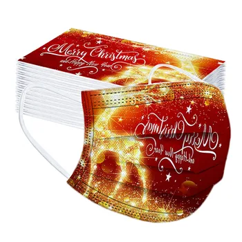 

50pc Flame Reindeer Print Masks Breathable Protection Face Mask Mondkapjes Disposable Merry Christmas Mouth Masks Mascarillas